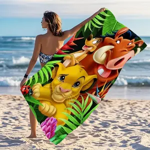 Hakuna Matata Jungle Print Beach Towel, Extra Large Microfiber Towel, Super Absorbent and Quick Dry, Quick Drying Towel, Perfect for Beach, Pool, Travel, Camping, Yoga