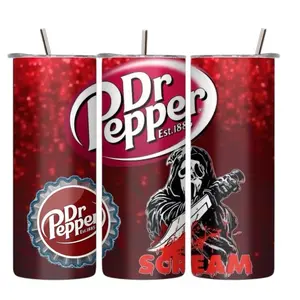 Dr Pepper Ghost 20 Fl. oz. Tumbler Flasks Red Graphic Design Portable Reusable Washable Drinkware Stylish Mug for Everyday Use