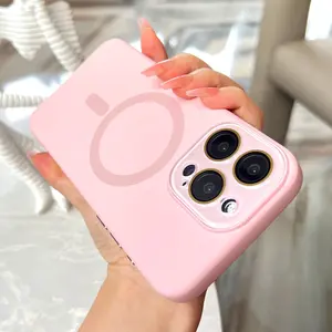 [KQ]Strong Magnetic Liquid Silicone Glass Camera Protector Cover Phone case For iPhone 16 15 14 13 12 11 Pro Max Plus, iPhone 14 Skin feel Casing Drop Dust proof No Fingerprint