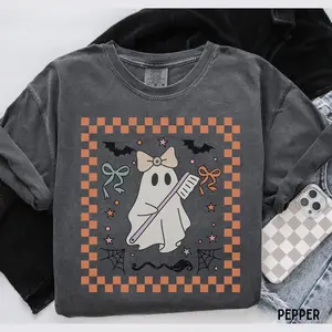 Retro Dental Halloween Comfort Colors T-shirt, Cute Dental Crew Ghost Shirt, Dentist Halloween Tee, Group Dental Office Halloween Shirts