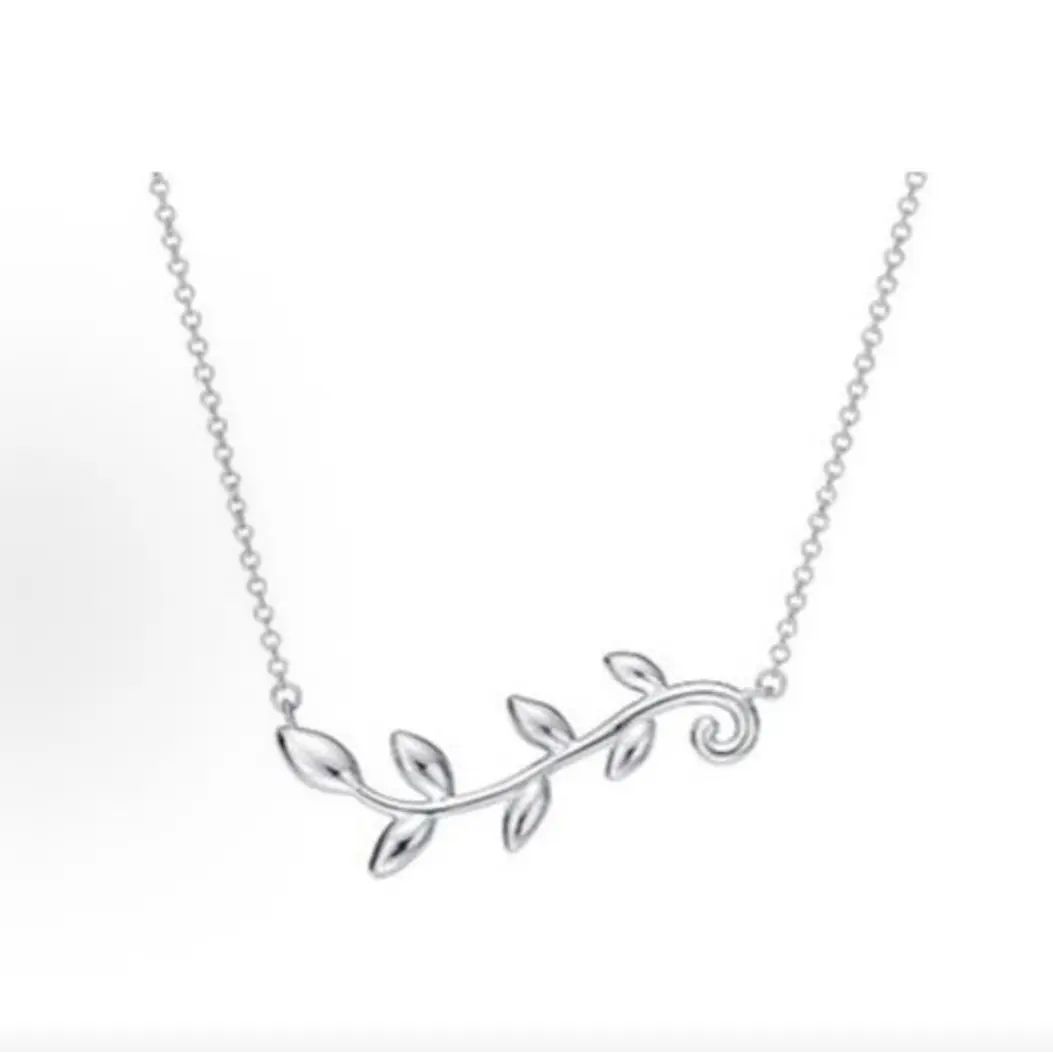 Pre-owned Brand new Tiffany Sterling Silver Olive Leaf Branch Pendant Necklace（Do not purchase directly. Contact us for details.）