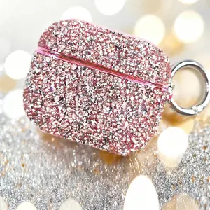 Sparkly Rhinestone AirPods Case, Bling Shiny Hard Protective Cover with Keychain, Compatible with AirPods 1/2/3/4/Pro/Pro 2/Pro 3, Glitter Diamond Case for Women Girls