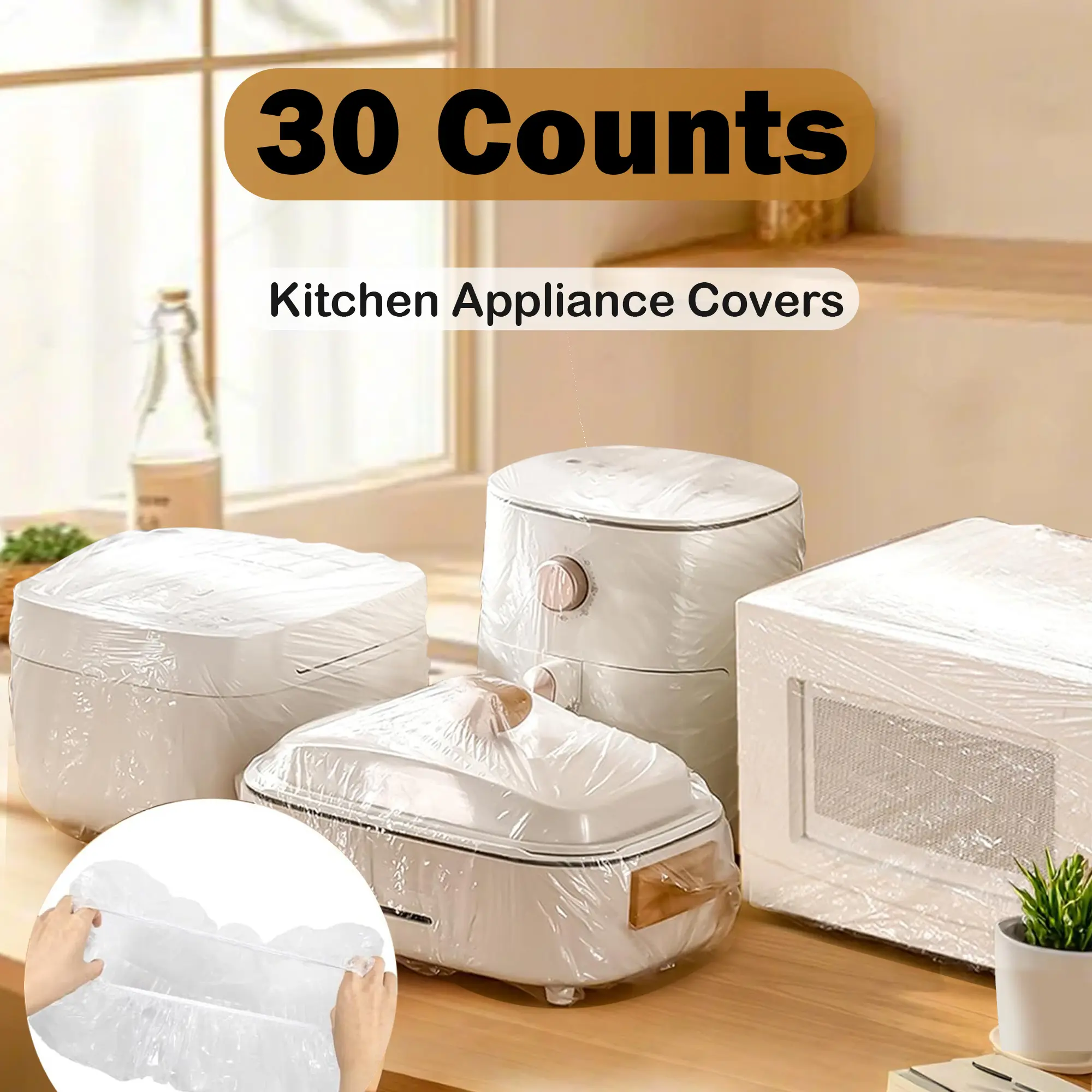 30 Counts Clear Small Appliance Covers, Dust Isolation Cover for Indoor Household Devices