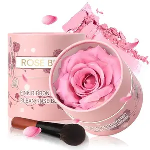 3D Rose Petal Blush for Cheeks, Soft Pink Cream to Powder Flower Blush Makeup Gift for Women, Natural Nude Dewy Finish Shimmer Buildable Face Rouge Rubor Highlighter Contour Makeup-Soft Pink