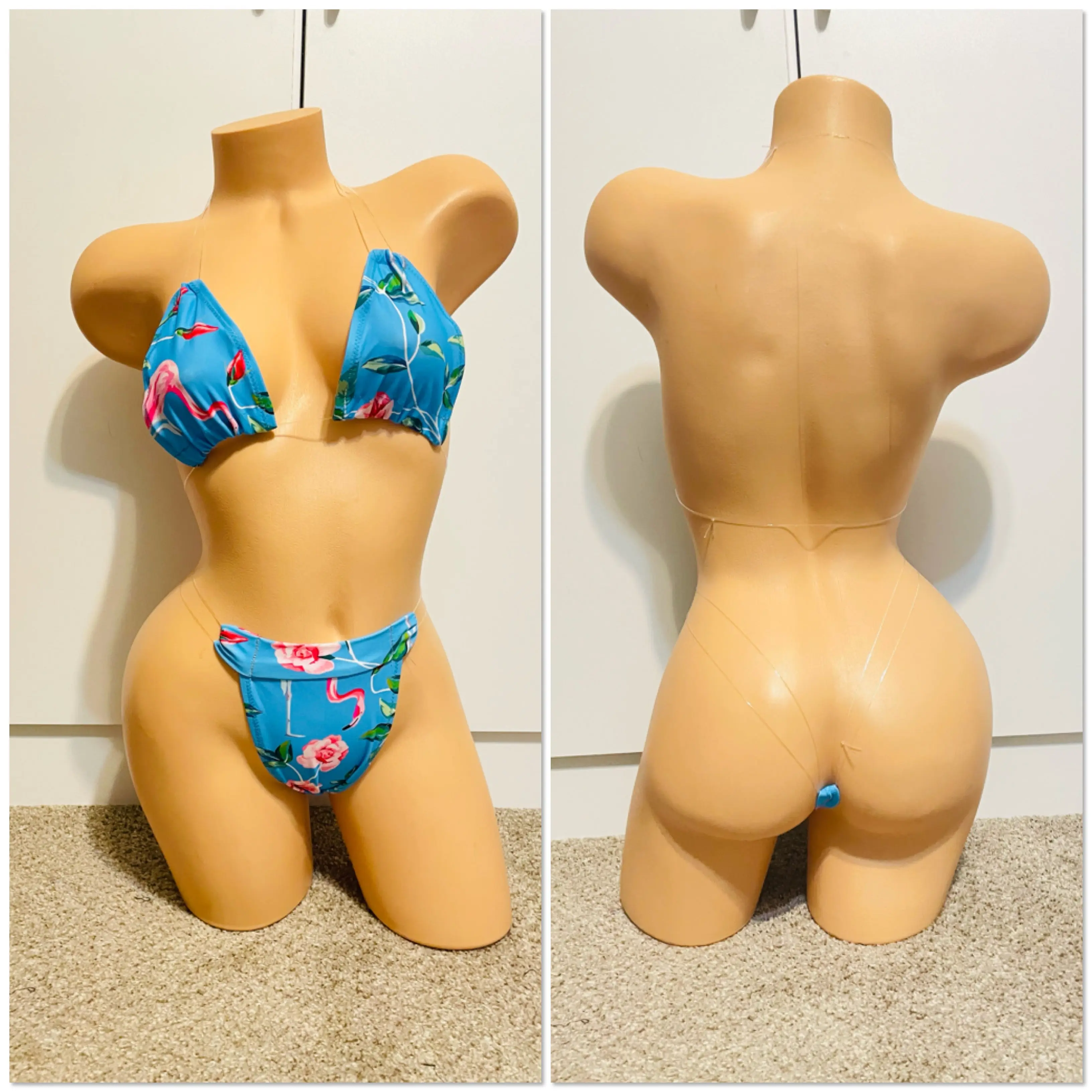Blue Clear String Bikini Outfit