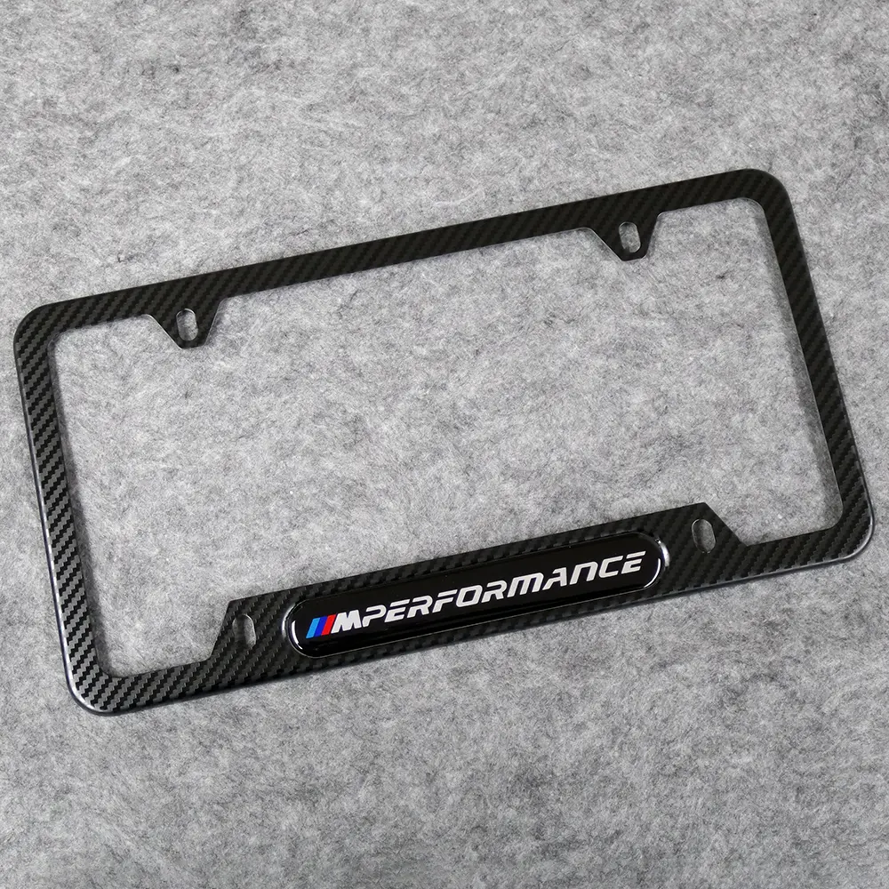 Front or Rear Carbon Fiber Texture License Plate Frame Protect Cover Fit M Performance Decorate Accessories Gifts