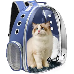 Cat backpack carrier, pet cat carrier with ventilation design, suitable for carrying kittens, pet backpack carrier is suitable for travel/hiking/camping/outdoor activities, meets airline transportation regulations (blue)