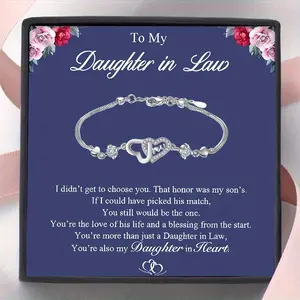 To My Daughter-in-Law Birthday Gift From Mother-in-Law Love Heart Bracelet Gift With Text And Gift Box Packaging Perfect For Christmas