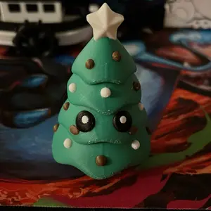 3D Printer All Clicker Two Dragon 3D Print - Festive Christmas Tree Design with Star and Decorations