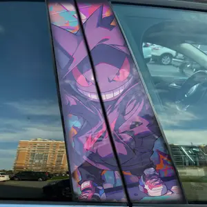 Set of 2 Waterproof Pokémon Car B-Pillar Vinyl Decals for Both Sides - Scratch Covers and Trendy Decorative Stickers for Center Pillars.