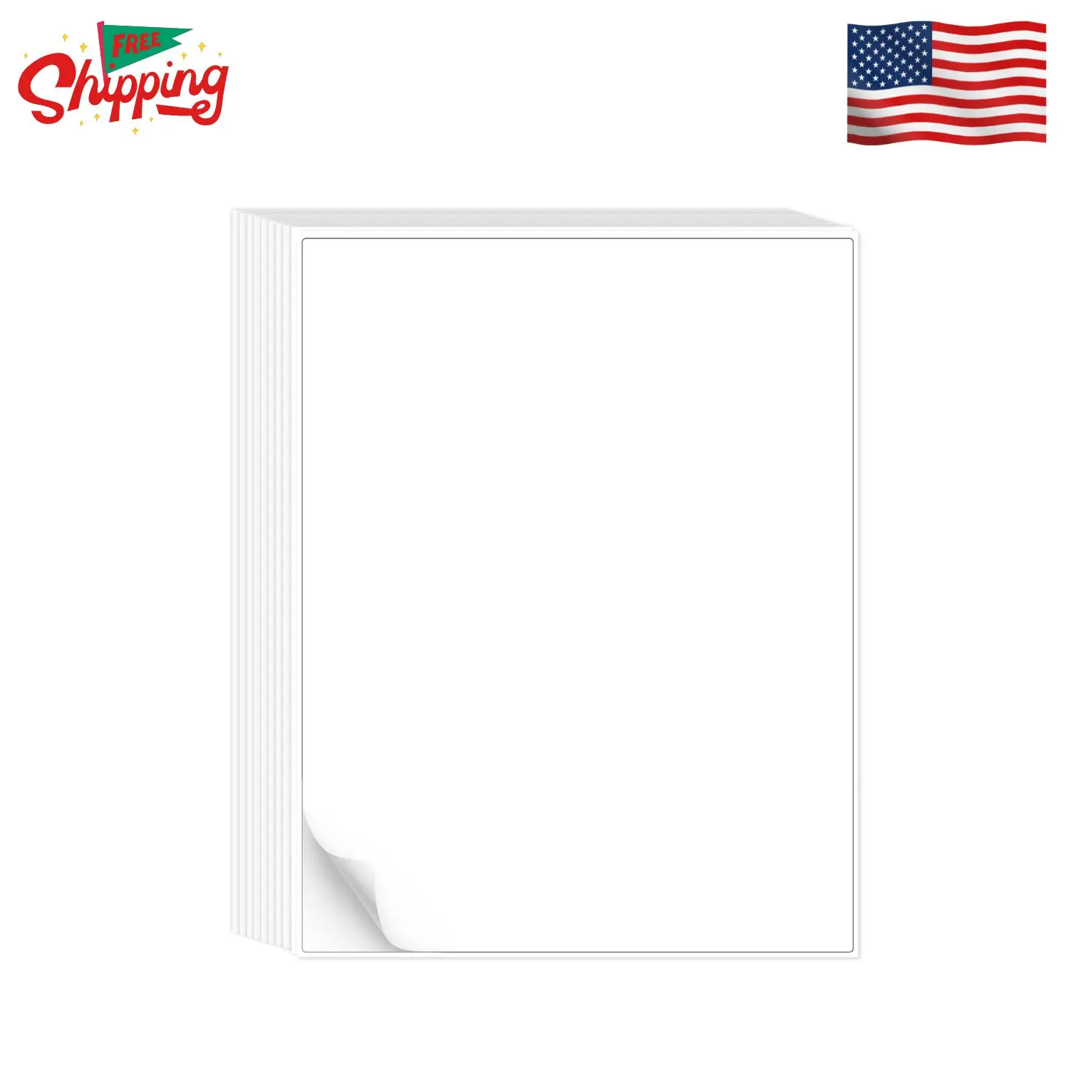 30 Printable White Sticker Paper Full Sheet Label, Matte, 8.5" x 11"