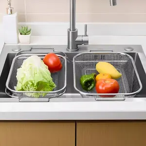Stainless Steel Expandable Dish Rack, Foldable Drain Rack for Various Sinks, Space-Saving Kitchen Organizer, Easy Water Control