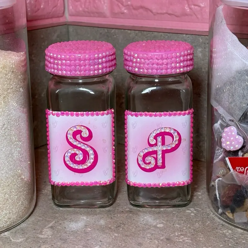 Pink Salt & Pepper Shakers with rhinestones