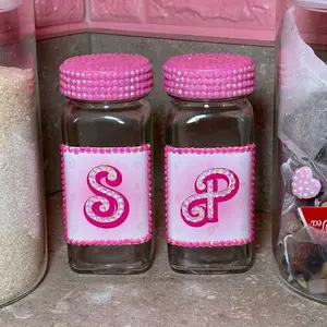 Pink Salt & Pepper Shakers with rhinestones