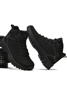 Men's Mid-Calf Outdoor Combat Boots, Impact-Resistant Toe, Non-Slip Rubber Sole, Ankle Support, Ideal for Hiking and Outdoor Activities
