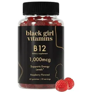 HOT 2026!!! Black Girl Vitamins - Vitamin B12 Gummies, for Energy, Metabolism & Nervous System Support, 1000 mcg Cyancobalamin B12 per Serving, Halal & Gluten-Free - 60ct