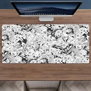 Japanese anime girl Large Game Mouse Pad, desktop decoration pad, rubber non-slip lock edge work pad, multi-size mouse pad suitable for laptop, desktop computer games, work, good gift for boys, girls, Cute desk accessories