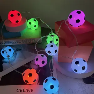 LED Soccer String Lights for Boys Room Decor, 20 Football Fairy Lights, Battery & USB Powered, Perfect for Game Day Party, Sports Lover Bedroom Decoration