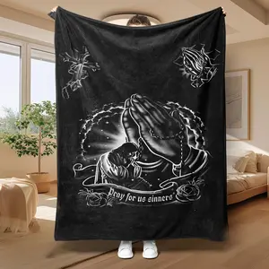 Religion Pattern Blanket, 1 Count Soft Throw Blanket, Air-conditioned Room Blanket, Warm Nap Blanket for Home Office Travel Camping, Soft Warming Blanket, Cozy Blanket Throw