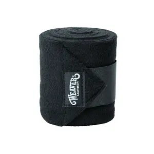 Weaver Leather Polo Leg Wraps - 4 Pack - Black - 4-1/2" x 9' Brushed Pile Fleece Horse Leg Support