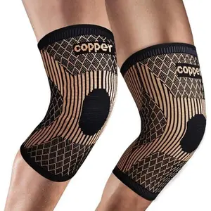 SHENGYADE Knee Brace for Women & Men1 Pair, Copper Knee Braces for Knee Pain and Support, Copper Ions Fiber Compression Knee Sleeve for Running, Meniscus Tear, ACL, Joint Pain Relief (2, Large)
