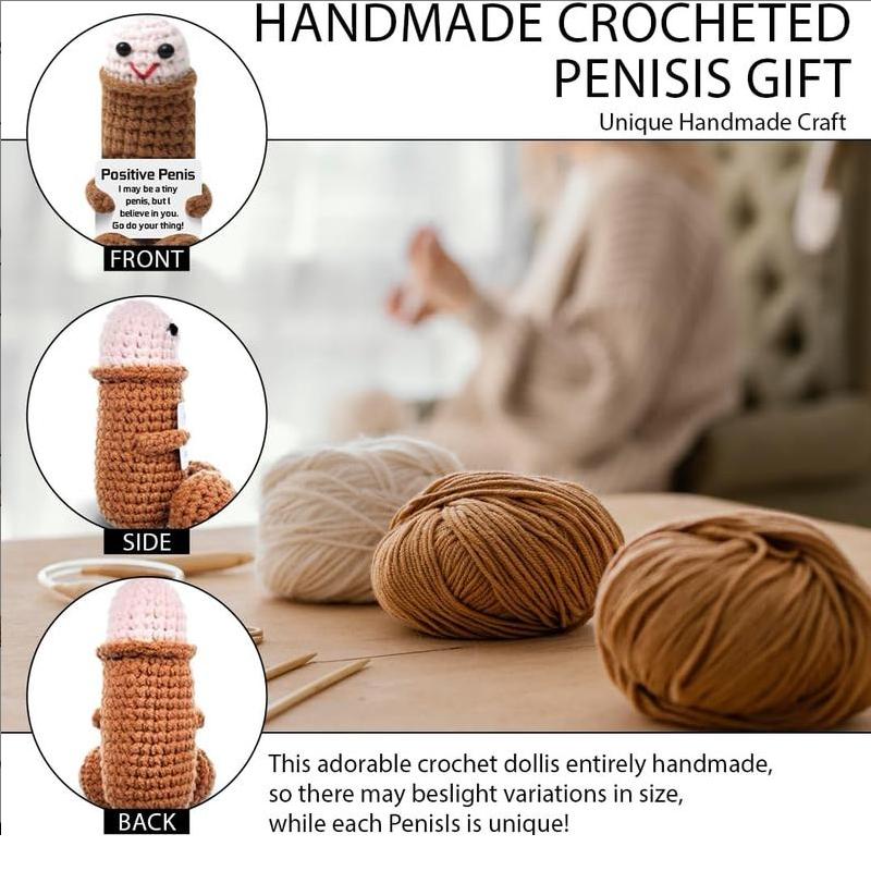 Cute Crochet Dolls Creative Knitted Decorations with Positive Message Cards Soft Stuffed Toys Perfect for Birthdays Christmas Huggable Plush Gifts