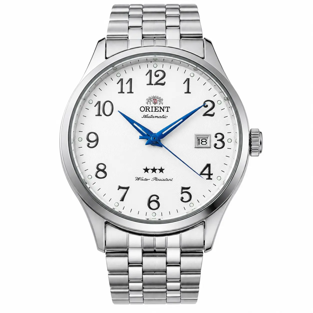 Orient Men Automatic Mechanical Watch Arabic & Roman Numeral Dial Date Function Waterproof Stainless Steel Band Classic Business Casual Wristwatch Luxury Men Watch Ideal Gift for Birthday Anniversary