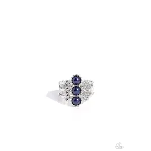 Layered Light - Blue Pearl Silver Ring - Paparazzi
