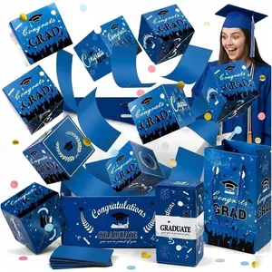 2026 New Graduation Explosion Gift Box,Graduation Surprise Explosion Gift Box,Surprise Gift Box Cash Money Holder, Favor Ideas, for Gifts for Graduates.(Blue)