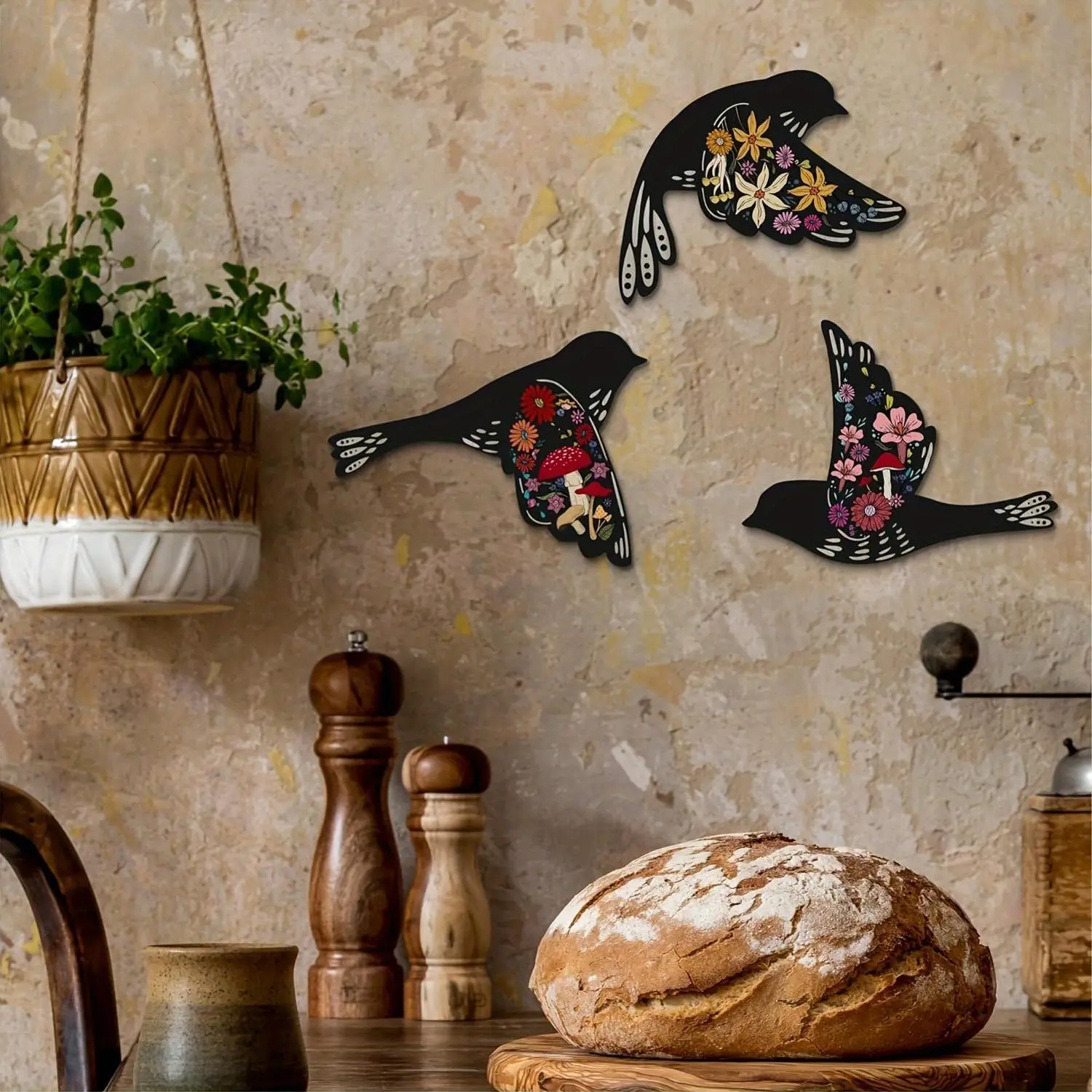 Wooden Hummingbird Pattern Wall Art, Vintage Bird Wall Decor, Wall Art Decor for Home Living Room Bedroom, Ornaments