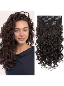 Women's Medium Length Wavy Hair Extension Set, Natural Volume Clip-In Weaves, Synthetic Hairpieces, Daily Wear, All Seasons, Perfect for Everyday Use