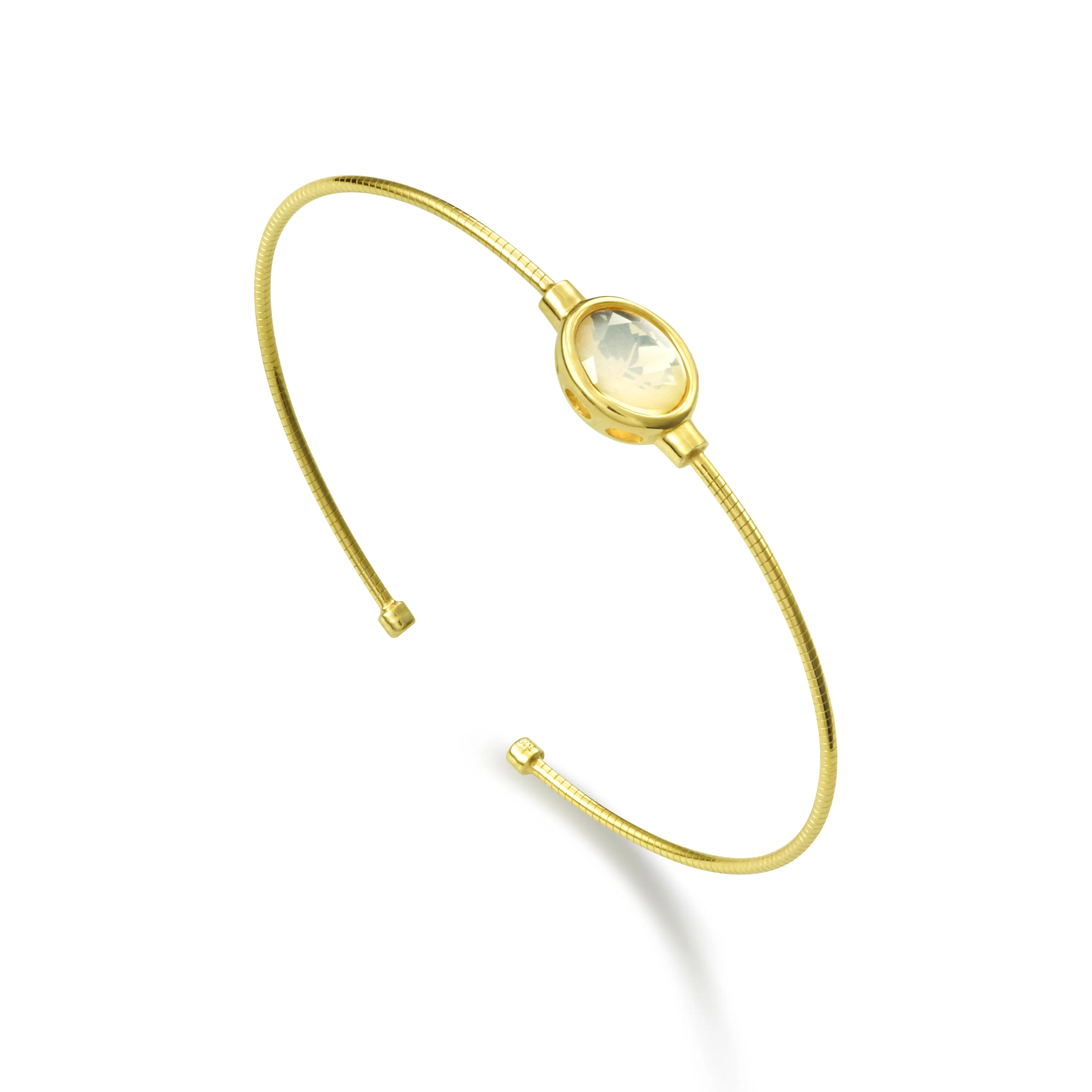 925 Silver Moonstone Cuff Bracelet - 18K Gold Plated Boho | Christmas Gift for Her