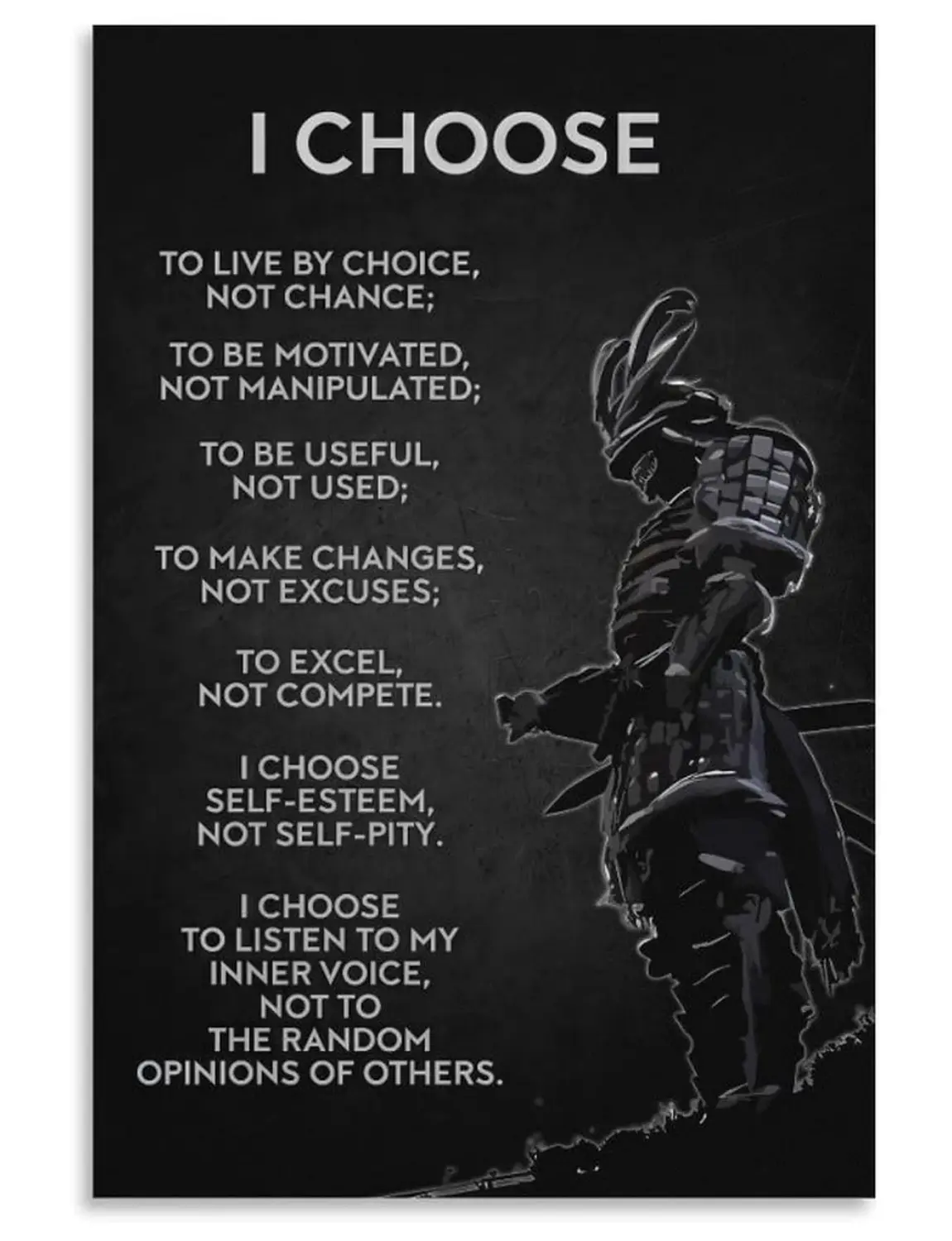 Artistic Japanese Warrior Canvas Wall Art Print - Inspirational Quote Decor Inspo for Daily Motivation, Japanese Room Decoration Home Supplies for Living Room, Bedroom Posters & Prints