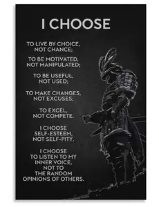 I Choose Inspirational Quote Poster Samurai Warrior Motivational with Japanese Warrior Design Canvas Wall Art Aesthetic Decorative Painting...