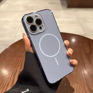 Magnetic Anti-Drop Matte Phone Case with Wireless Charging Built-in Camera Lens Film Anti-Fingerprint Compatible with iPhone 11 12 13 14 15 16 17 Pro Max 17 AIR 14 15 16 Plus