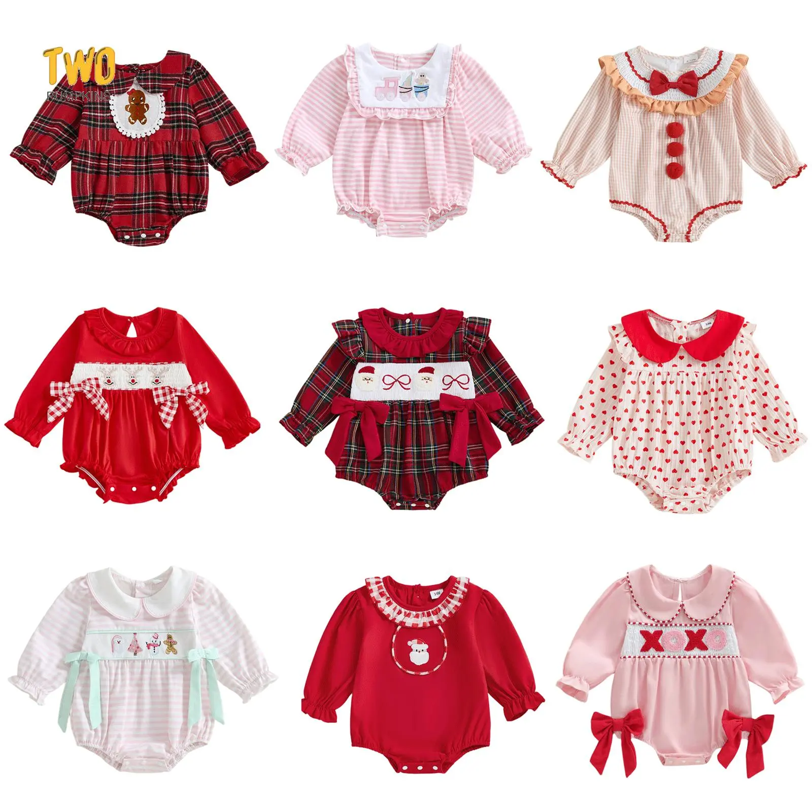 My First Christmas Baby Girl Outfit Newborn Santa Smocked Bubble Romper Christmas Tree Bodysuit Cute Xmas Clothes
