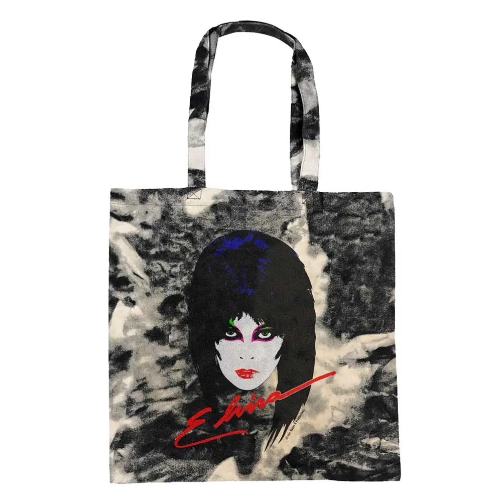 Elvira 80s Tie Dye Square Durable Reusable Canvas Tote Bag