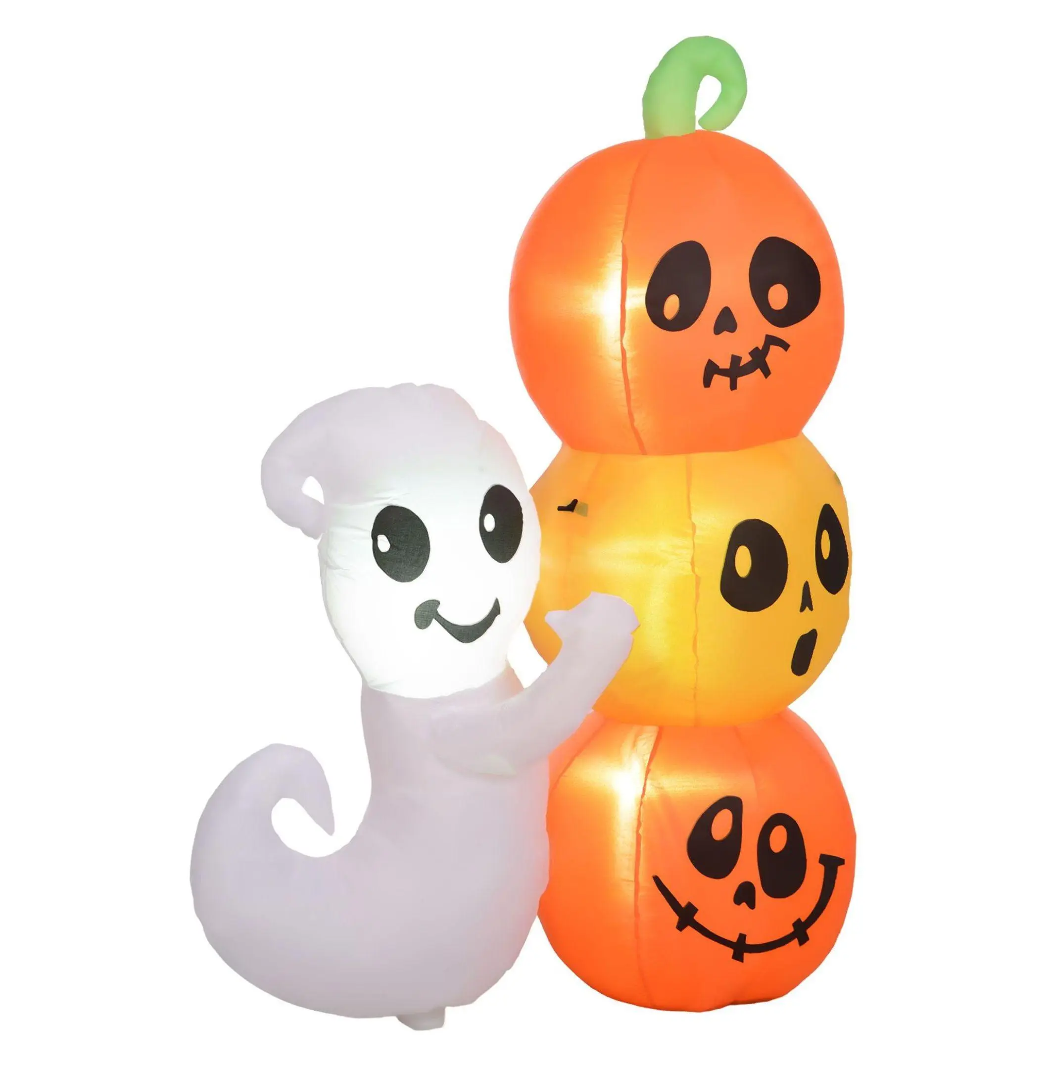 5ft Halloween Inflatable Ghost & Pumpkin, LED Blow Up Yard Decoration default