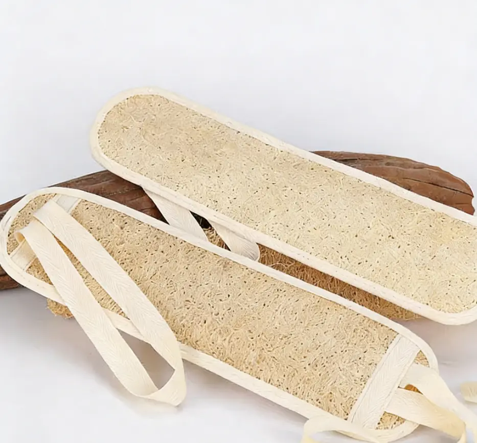 Exfoliating Loofah Back Scrubber, Long Strap Made from Natural Plant Fiber, Gentle Bath Towel for Sensitive Skin, Household Accessories, Personal, Body Scrub Towel, Natural Fiber