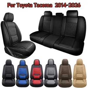 For Toyota Tacoma 2014-2026 Car Seat Covers with Comfort 3D Foam Back Support, Upgraded Full Napa Leather Full Surround Design with Storage Bag, Front Rear Cushion Pad Full Set, Waterproof