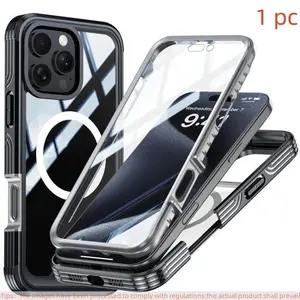 Military Grade Drop-Proof Durable Phone Case Cover for iPhone 17pro Max 16 Pro 15 Plus, Full Body Protection, Tempered Glass Screen, Magnetic Wireless Charging
