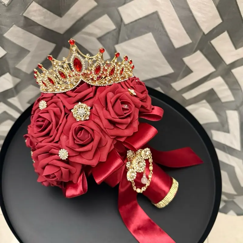 Burgundy and Gold Quince Ramo - Sweet 16 Bouquet - wedding  display picture 3