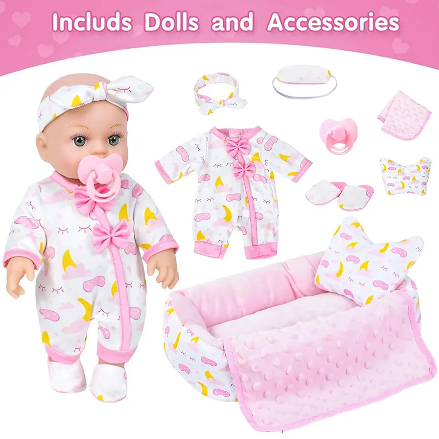 12-in Lifelike Newborn Reborn Baby Doll with Matching Outfit, Sleeping Bag Set, and Pacifier, Ideal for Halloween, Christmas Gifts (Toys & Hobbies, Dolls & Stuffed Toys), Lifelike Newborn Doll