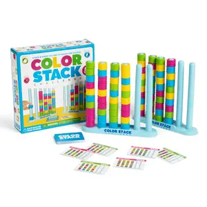Color Stack Challenge  A Fast-Paced Color Matching Puzzle Game for Fun Parties and Family Game Night. Includes 2 Stack Racks, 50 Challenge Cards, 80 Rings & Instructions