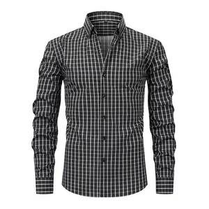 Men's plaid button down shirt cotton long sleeve formal shirt regular fit plaid shirt hot selling tops