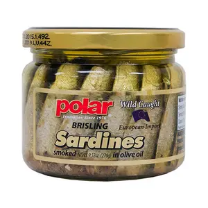 Brisling Sardines Smoked in Olive Oil in Glass Jar - 9.5 oz - 6 Pack