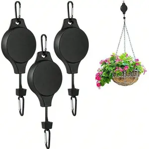 Adjustable Plant Pulley Retractable Hanger, Adjustable Height, Sturdy Construction, Strong Load Capacity, Indoor Outdoor Use, Suitable for Garden Baskets, Flower Pots, Bird Feeders