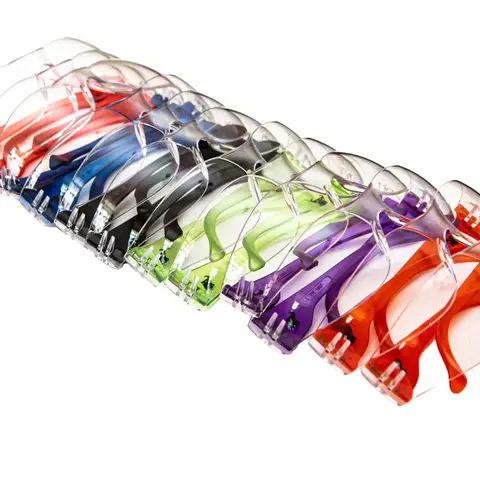 G & F 13016 EyePRO Industrial Polycarbonate Safety Glasses, ANSI Z87.1 Impact Proof, Anti-Fog & Abrasion Resistant, UV400 Protection, Clear Lenses, Assorted Temple Colors, for Construction & Lab Use, Multiple Pack Sizes