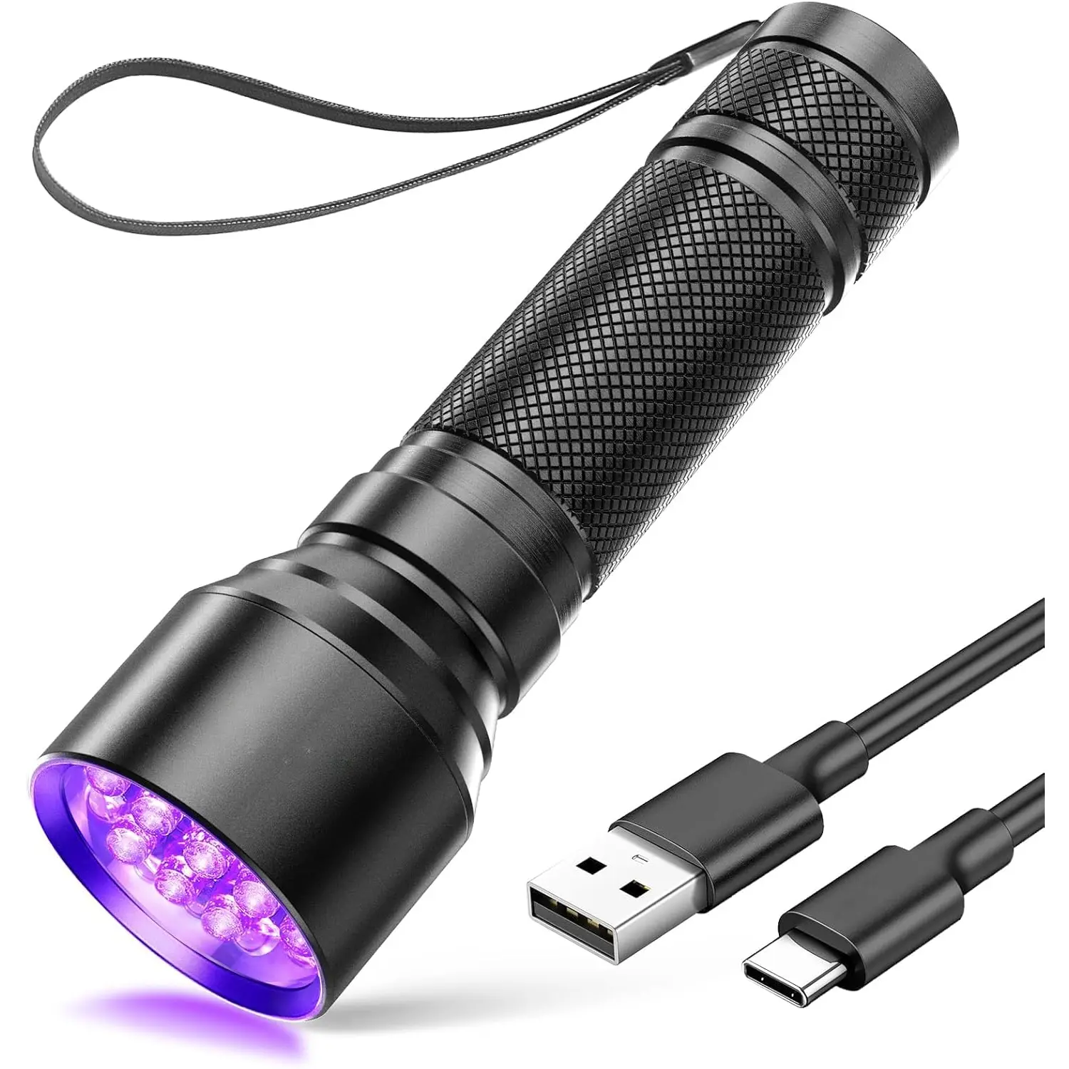 UV Flashlight Black Light, 21 LED 395nm Ultraviolet Rechargeable Flashlights UV Light,  Portable BlackLight Flashlights for Pet  Detection, Dry Stains, Bed , Fluorescent Agent