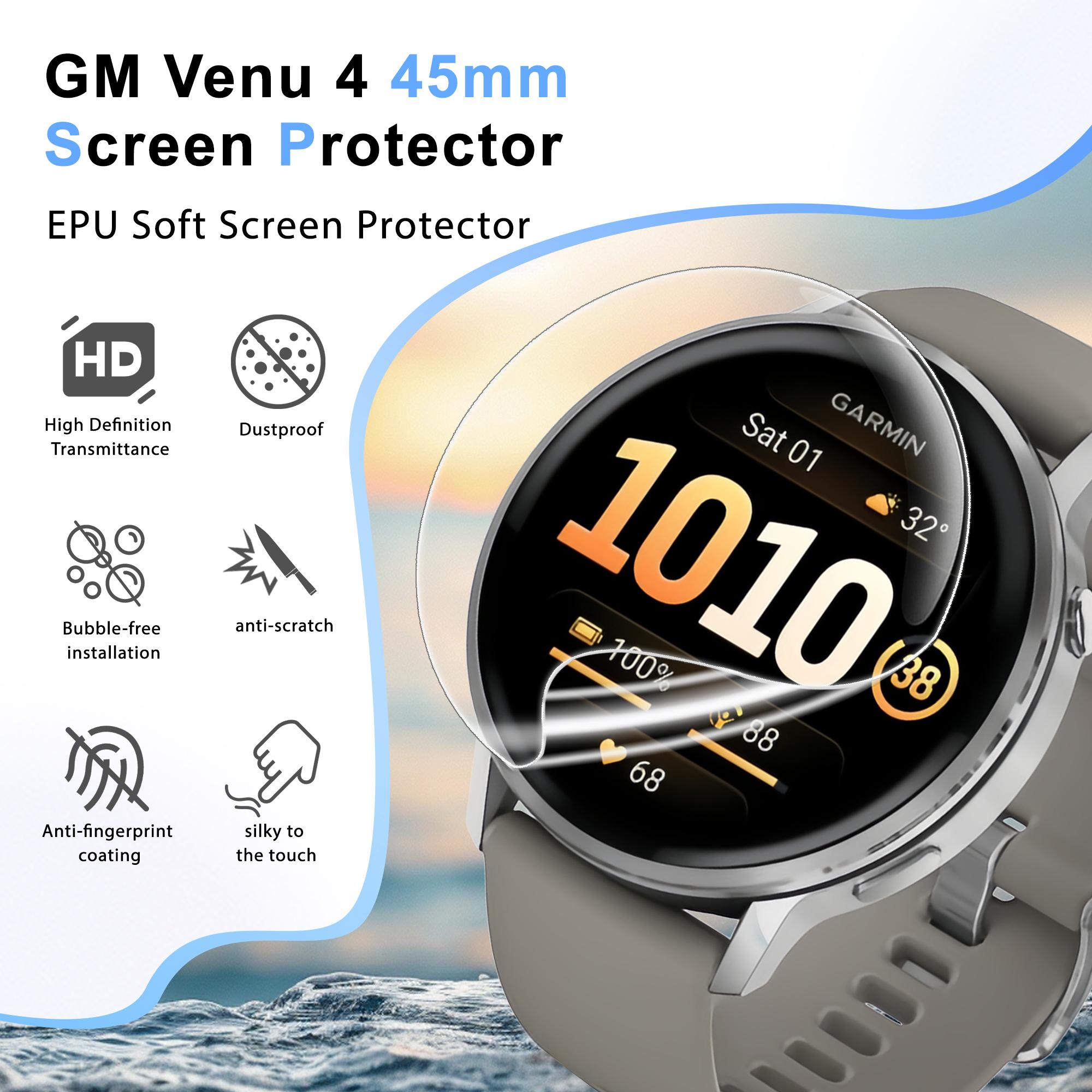 6-Pack Screen Protector for Garmin Venu 4 41/45mm, High Clarity Soft Film, Touch Sensitive, Anti Scratch, Bubble Free, Flexible Screen Protector